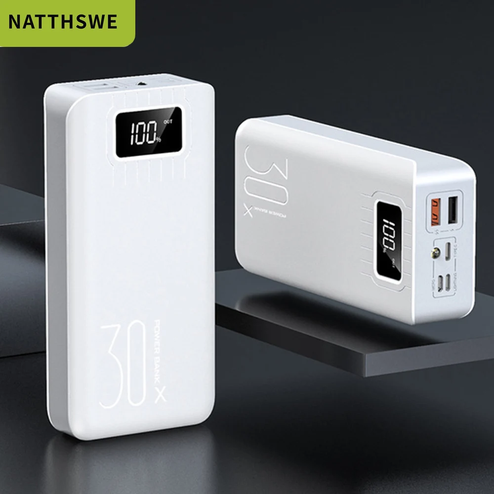 NATTHSWE портативное зарядное устройство 30000 мАч для всех смартфонов Xiaomi, зарядное устройство, быстрая зарядка, внешняя батарея