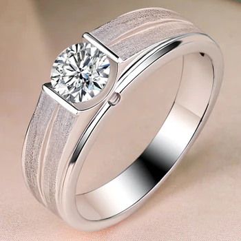 

1 Carat 18K White Gold Moissanite Diamond Luxury Ring Round Frosted Classic Wedding Party Engagement Anniversary Ring Men VVS
