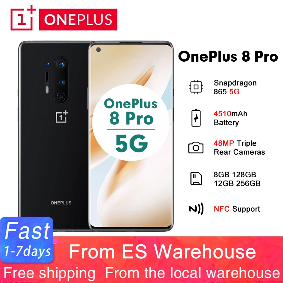 Смартфон Oneplus 8 Pro 6 78 дюйма Android 10 Snapdragon 865 ГБ/12 Гб 128 Гб/256 ГБ 19 8: 9 4510 мАч 48 МП