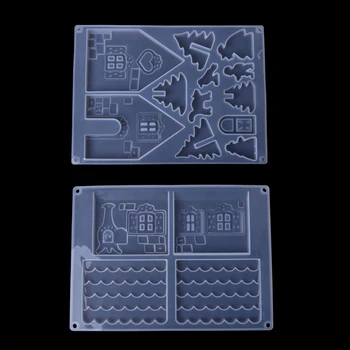 

DIY Silicone Christmas House Castle Mold Epoxy Resin Jewelry Making Tool Set New