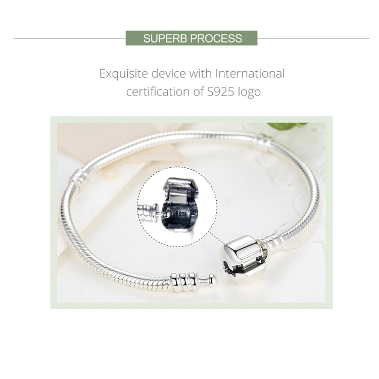 Аутентичный 925 пробы Серебряный базовый Змеиный браслет-цепочка и браслеты модные ювелирные изделия WEUS902
