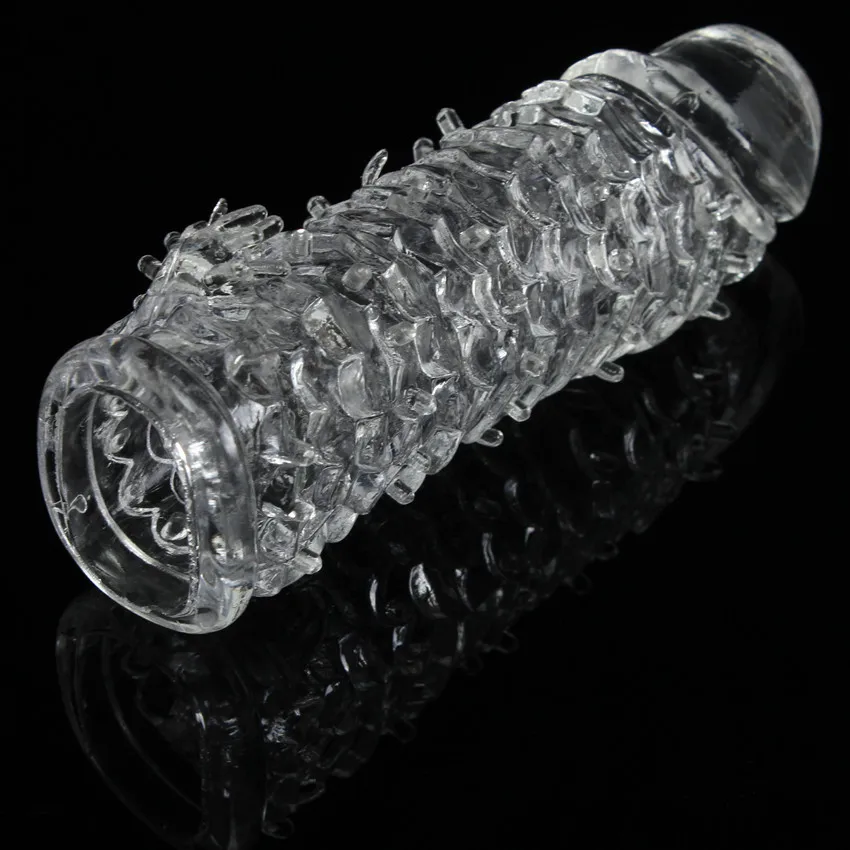 HC076E Textured Penis Extender Vibrator Sleeve Fish scales Condoms (7)