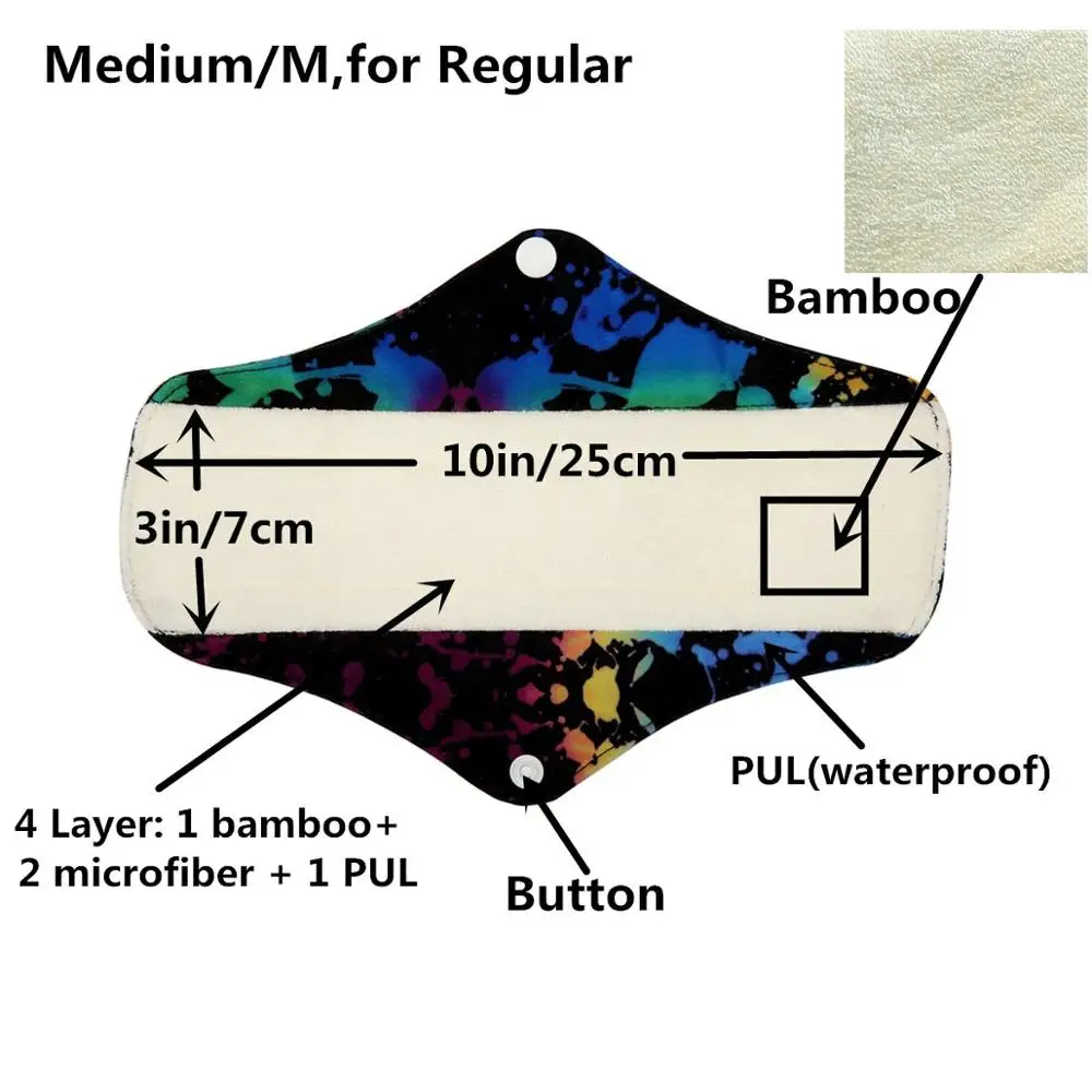 S M XL BAMBOO Cloth Menstrual Pad Sanitary Reusable Washable Panty Liner Regular Overnight