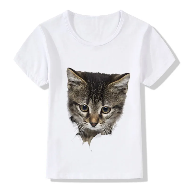 Cat Print T-shirt Boy Girl Summer Tops Children Short Sleeve T shirt Children Clothing CT-1907