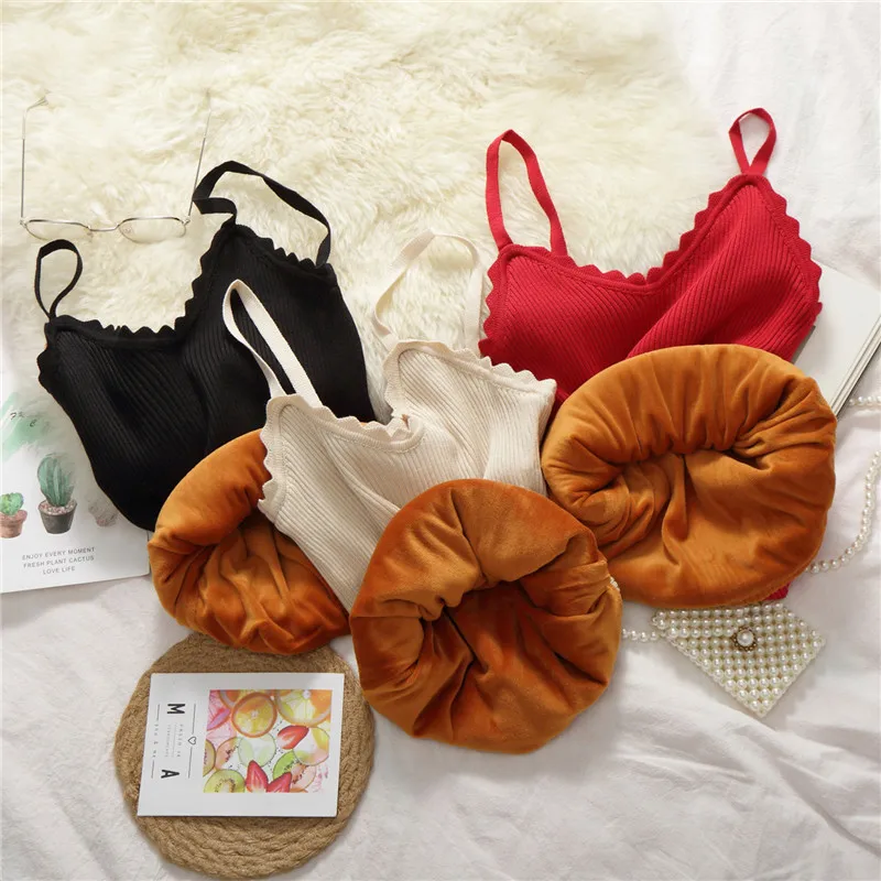 

Photo Shoot plus Velvet Camisole Women's Underwear Outer Wear Autumn And Winter Knit-Render Vest Tops Fashion