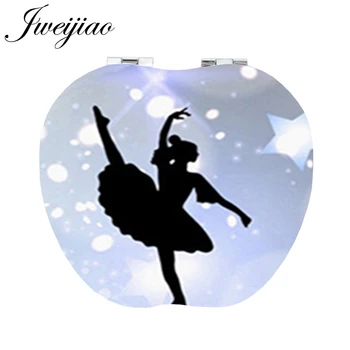 

JWEIJIAO classic Swan Ballet dancer Silhouette Gift Apple Shaped Beauty PU leahter Makeup mirrors for wife daughter N1038