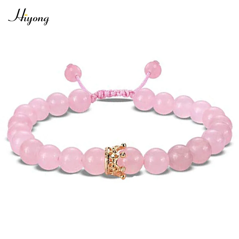 Crown Bracelet Натуральный камень Бусины-Короны Браслет 8 мм черный матовый Агаты белый браслет из говлита пары расстояние браслеты его и ее ювелирные изделия - Окраска металла: Crown Bracelet
