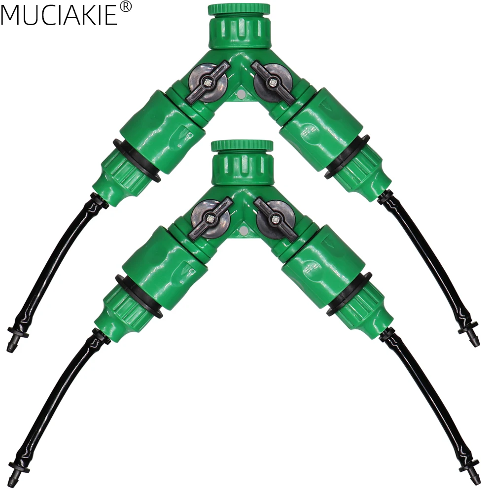 

MUCIAKIE 1PC Y Type Tap Connectors with Quick Adapter for 3/5mm Hose Garden Irrigation Water Splitter for 1/8'' Tubing Fittings