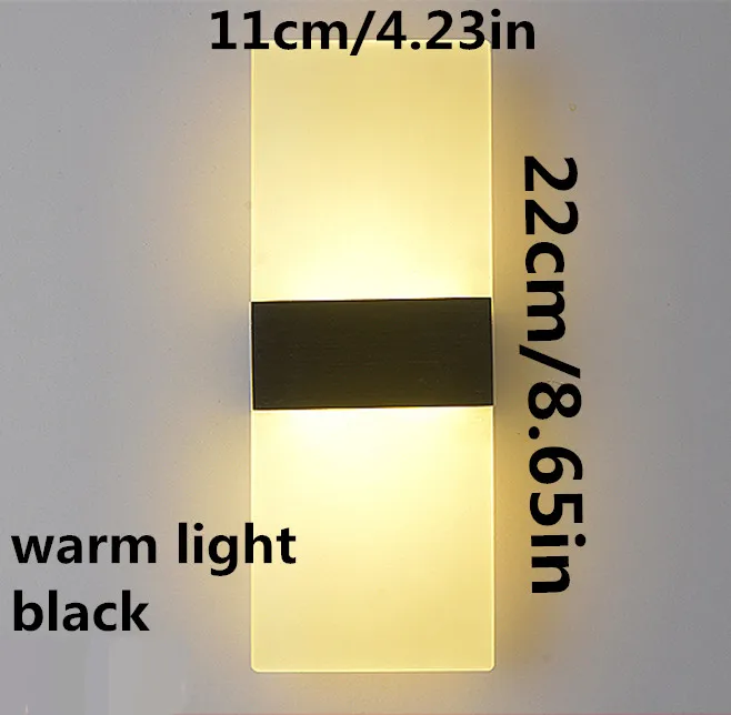 22X11cm warm light Светодиодный настенный светильник Arandela Лофт светильник Abajur аппликация Мураль Wandlamp ванная комната черный белый светильник акриловые настенные светильники - Цвет абажура: 22X11cm warm light