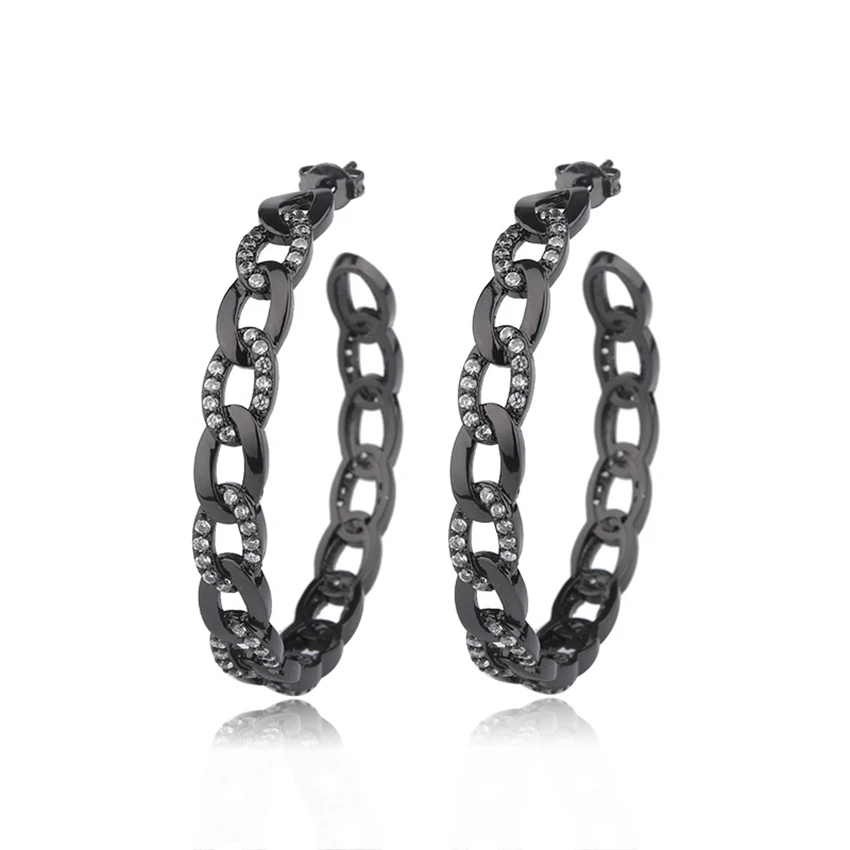 25 Different Styles Fashion Black Gold Hoops Huge Luxury Wedding Earings Zircon Big Hoop Earrings for Women Multi-Color Crystal - Окраска металла: HBD0003