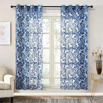 

Brown Luxury Geometric Tulle for Windows Sheer Curtains for Living Room Bedroom Kitchen Shade Blinds Voile Curtain Grey Topfinel