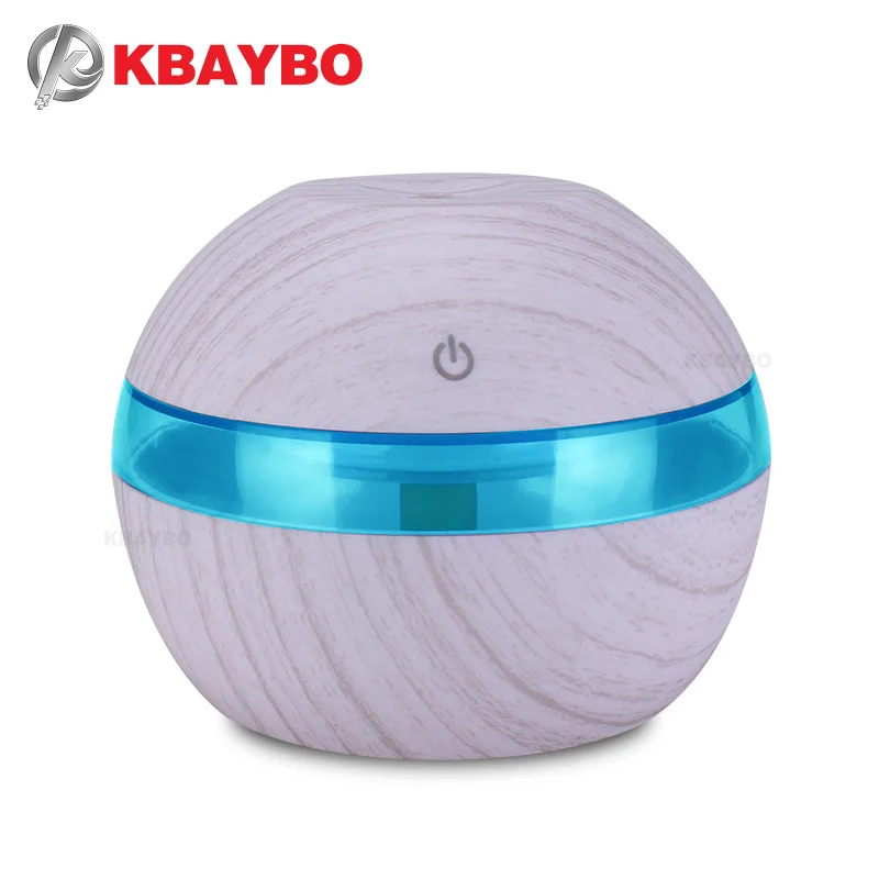 

KBAYBO 300ML aromatherapy essential oil diffuser electric sprayer white wood grain ultrasonic air humidifier 7 color LED lights
