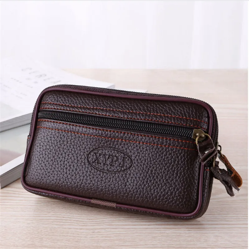 Waist Pack LKEEP Mobile Phone Waist Pack For Men Testificate Bag Leather Coin Purse Strap Pocket Cellphone Bag Clutch Belt Waist Pouch