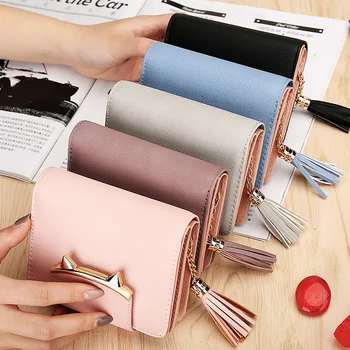 

New sequin wallet female short paragraph personality tassel zipper cute coin purse student small wallet wallet clutch bag