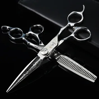 

6 Inch Damascus Hair Scissors Japan 440C Cutting Scissors and Thinning Scissors Set Hair Salon Styling Tools