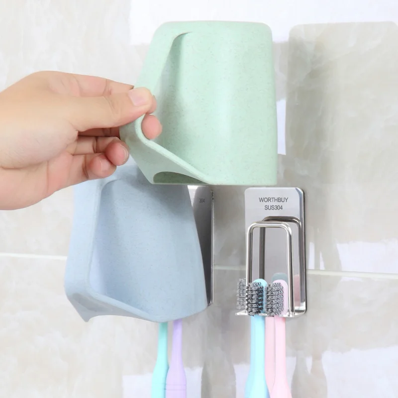 1Pcs New Toothbrush Holder Stainless Steel Tooth Brush Holder Wall Suction Cup Brush Holder Bathroom Accessories Gadgets