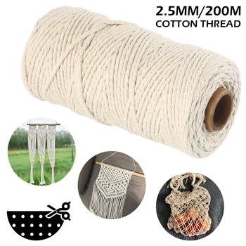 

1mm 2mm 3mm 4mm 5mm 100M Macrame Rope Twisted String Cotton Cords For Handmade Natural Beige Rope DIY Home Wedding Accessories