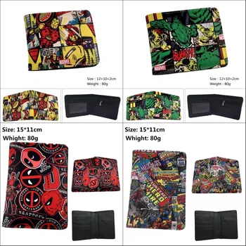 

Cartoon Comics Avengers Captain America Deadpool Hulk Bifold Wallet With Coin Pocket Credit Card Slot
