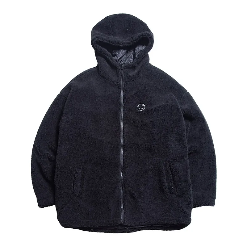 New Autumn Winter Cotton Men's Jackets Wool Turn Down Collar Clothes Warm Black Tops