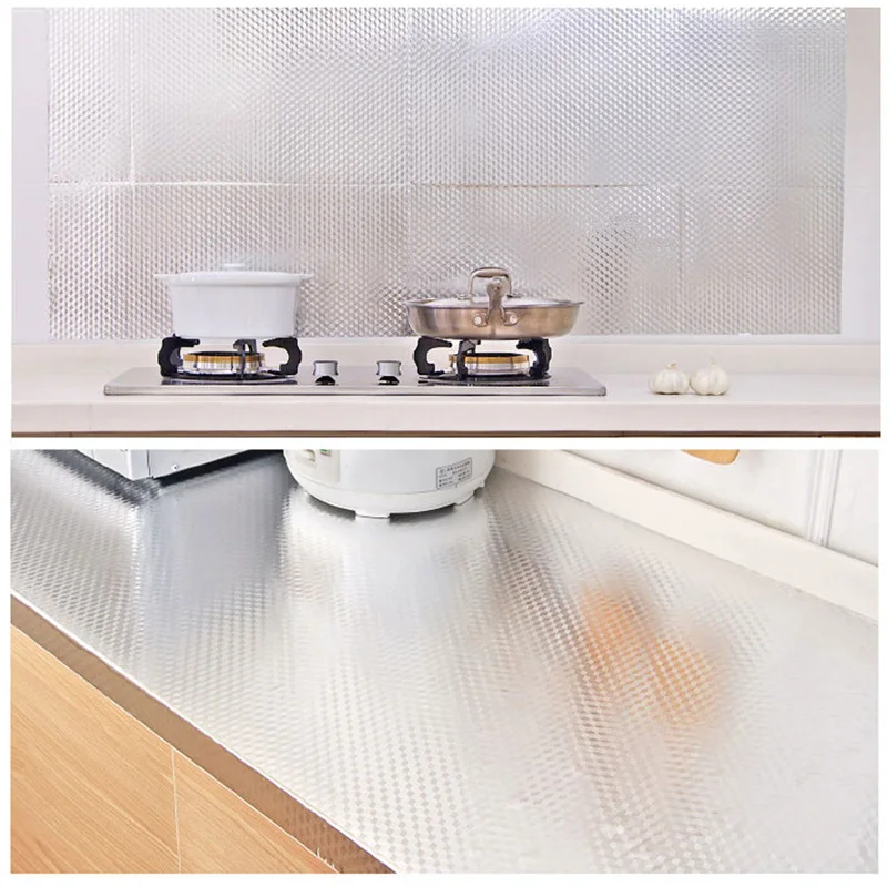 Алюминиевая фольга кубической решетки Кухня Водонепроницаемый маслостойкий влагостойкий и самоклеющиеся обои для кабинета для мебели