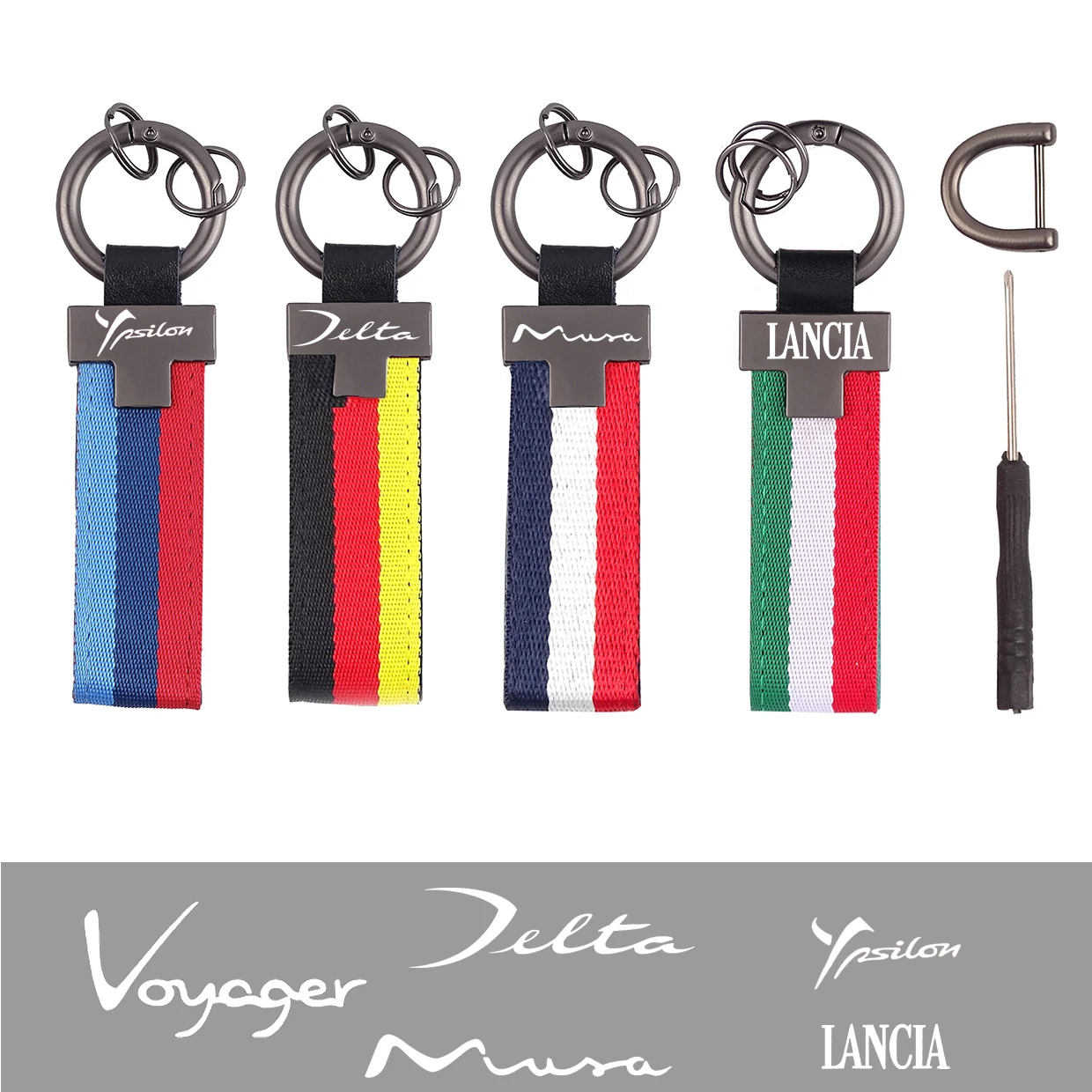 Moschettone Bandiera Tricolore Portachiavi In Pelle Per Auto Per Lancia Thema Flavia Delta Musa Phaddictivestock Tesi Voyager Ypsilon Accessori Auto