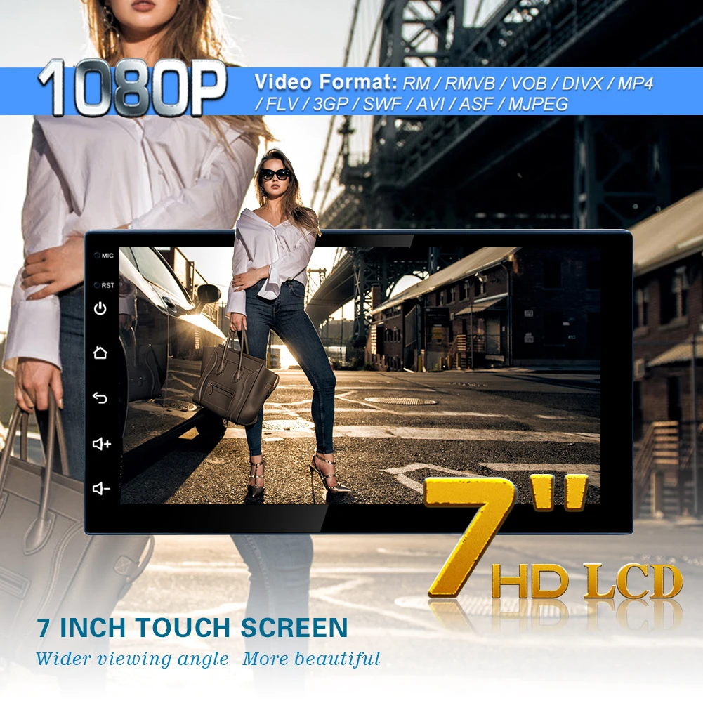 708C 2DIN Car Radio Quad Core Android 10 GPS BDS Bluetooth WiFi Multimedia Video Player 7 inch Touch Screen Head Unit