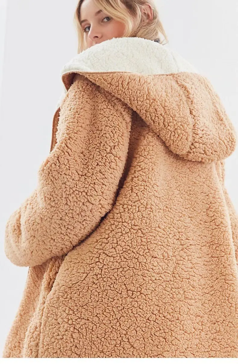 Зимнее Новое Двустороннее пальто, теплое пальто из овечьей шерсти, свободное меховое пальто для беременных женщин, женское пушистое плюшевое пальто для беременных женщин