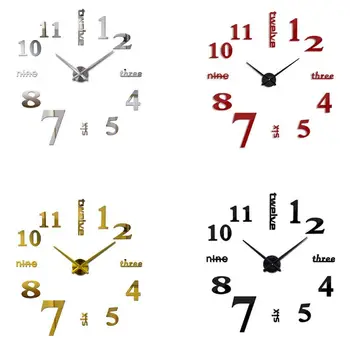 

Modern 3D Wall Clock Mirror Sticker Large Number DIY Art Decals Home Living Room Bedroom Decor
