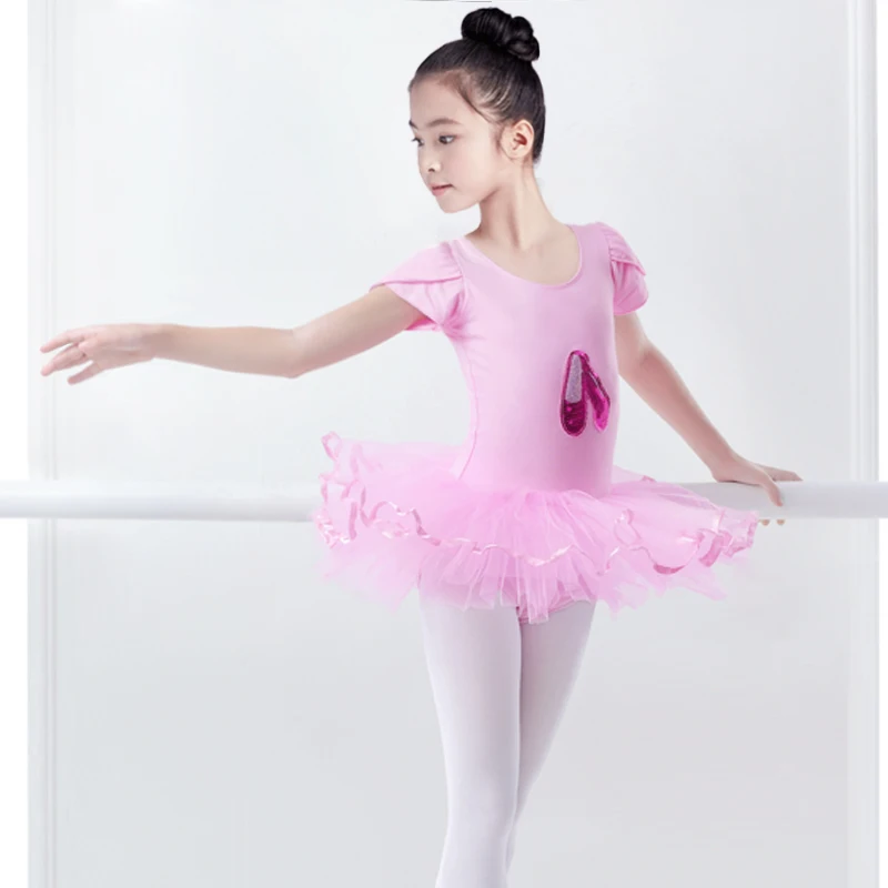 OBEEII Ballet Dress Dance Skirted Leotard Soft Unitard Costume Gymnastics for Kid Girl 
