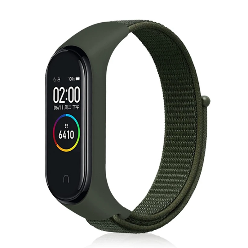 Нейлоновый ремешок для Xiaomi mi 4 3 сменный Браслет mi band 4 band 3 спортивный браслет дышащий браслет для Xio mi band 3 4 - Цвет: Army Green