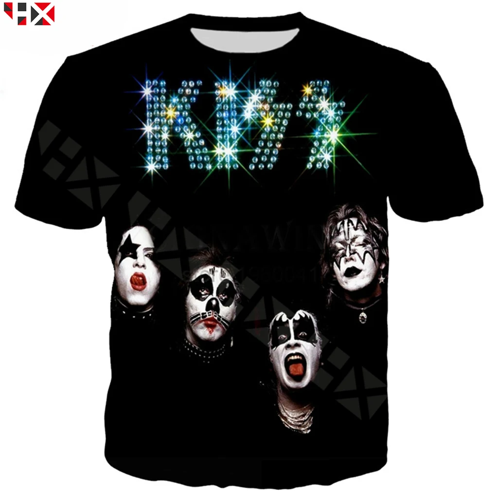 Новая летняя одежда металлическая рок группа KISS футболка для мужчин/женщин с 3D