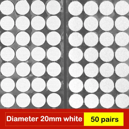 50 пар/лот 10-60 мм Самоклеющаяся клейкая крепежная лента в горошек крючок и петля Волшебная нейлоновая наклейка шнур с клеем - Цвет: white 20mm 50pairs