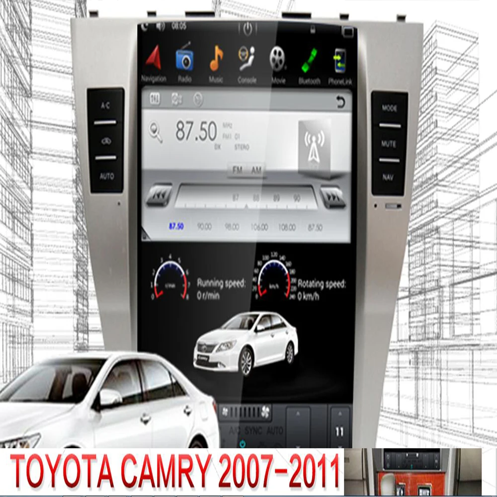 Cheap 10.4 Inch Android9.0 Tesla style Car GPS Navigation For TOYOTA CAMRY 2007-2011 stereo multimedia no DVD player tape recoder unit 2