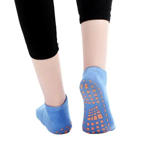 Medium Blue 2 шт. унисекс хлопковые нескользящие носки для фитнеса с захватами батут тренажерный зал противоскользящие носки дышащие домашние носки - Цвет: Medium Blue