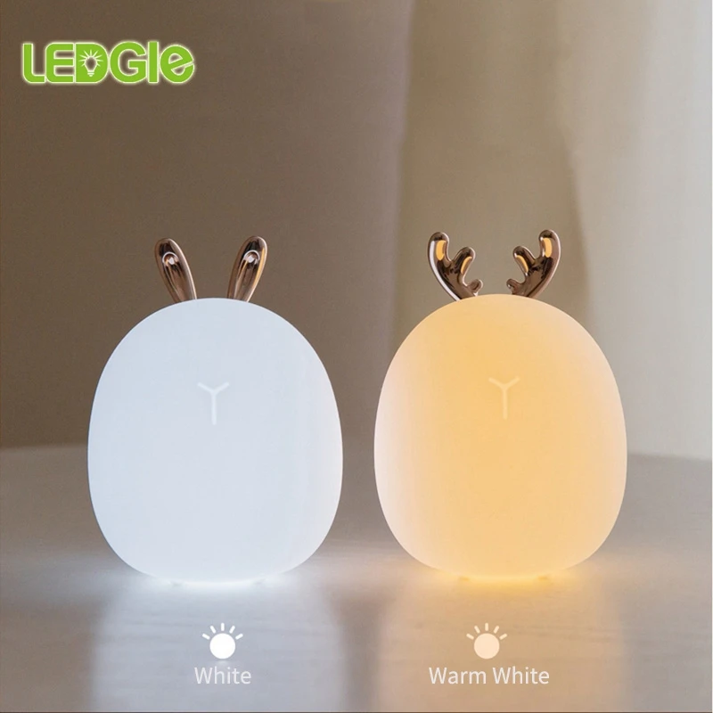 

Deer Rabbit LED Table Lamp Silicone Animal Cartoon Dimmable Lamp USB Rechargeable For Children Kids Baby Gift Bedside Bedroom