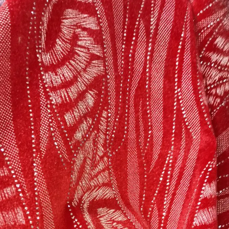 Высококачественные корейские Бархатные вышитые ткани лучшего качества, вышитые хрустальные вельветовые ткани, гипюровые кружева, маленькие бусины, бархат - Цвет: 2nd pattern Red