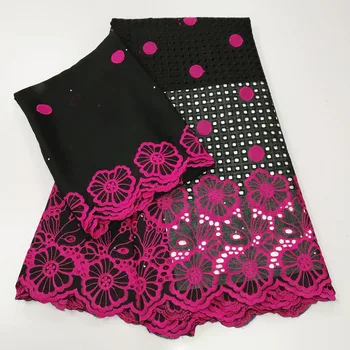 

7yards Swiss lace fabric 2020 latest heavy beaded embroidery African 100%cotton fabric Swiss voile lace popular Dubai style