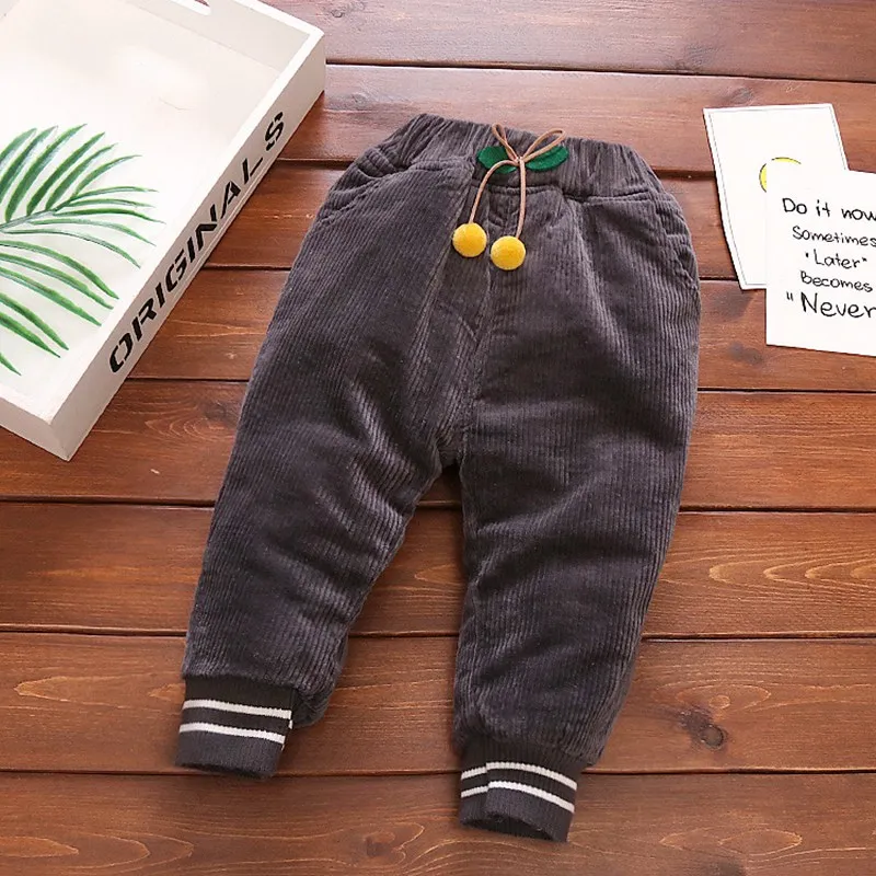 Повседневные теплые зимние детские штаны для маленьких девочек; осень г.; вельветовые брюки для маленьких детей; вельветовые плотные длинные штаны; WT960