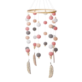 

Baby Crib Nursery Mobile Bamboo Wind Chime Nursery Decoration Baby Bedroom Hanging Bed Bell Toys (Pink)