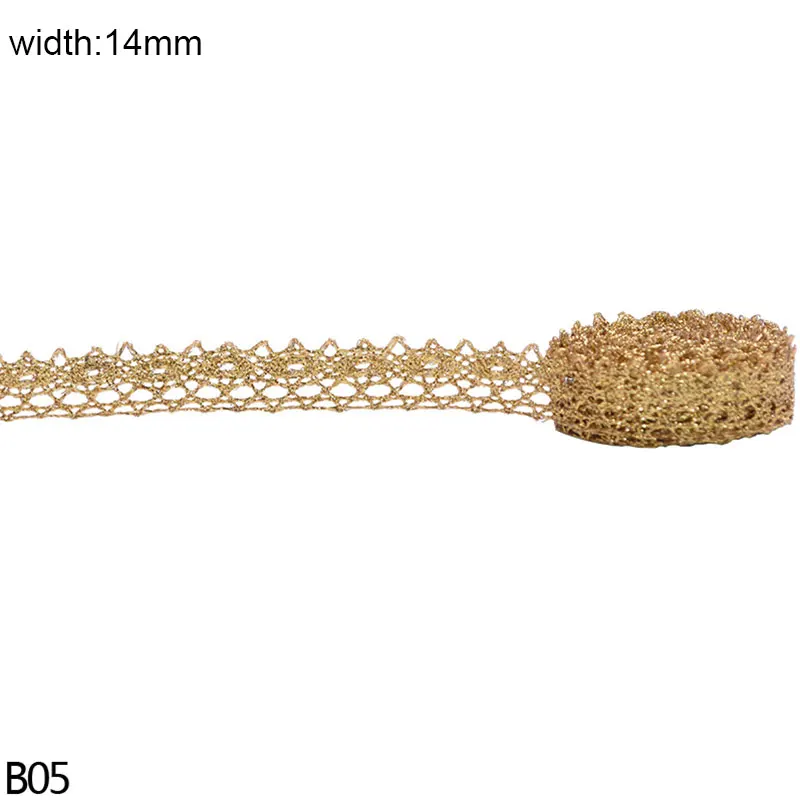B05-14mm-gold 5/10 ярдов на возраст 7-24 мм розовое золото кружевная ткань серебряного цвета вышитая кружевная отделка лентами набор «сделай сам» для прошитая вручную свадебное платье украшения Accesso - Цвет: B05-14mm-gold