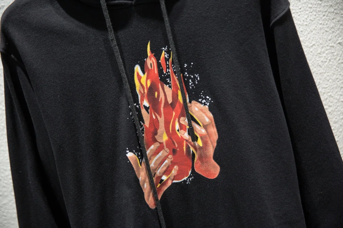 Горячая весна осень 19ss off-white пламя печати уличная Мужская толстовка wo