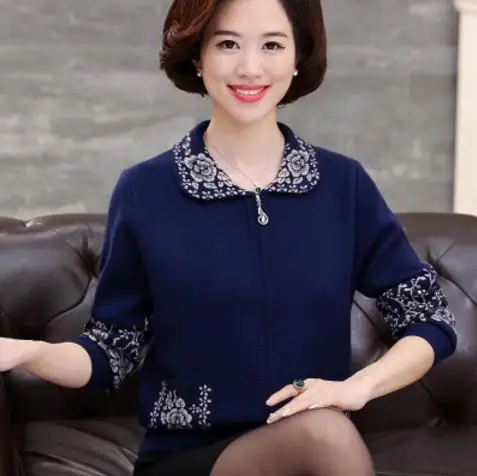 Clobee осень зима pull femme blusa tricot мать среднего возраста вязаный толстый теплый свитер женский плюс размер куртка S1197