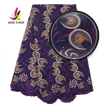 

2019 High Quality African Swiss Voile Lace Latest Fabric Nigerian Hot Sell Nigerian Purple Cotton Dry High End Quality Materials
