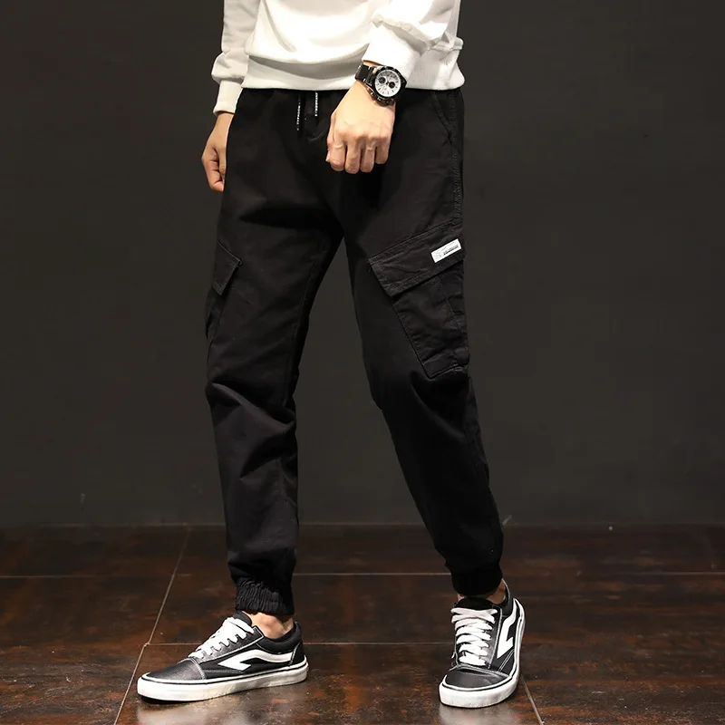 Шаровары с боковыми карманами, Мужские штаны в стиле хип-хоп, пэчворк, рваные спортивные штаны, брюки для бега, мужские Модные длинные штаны