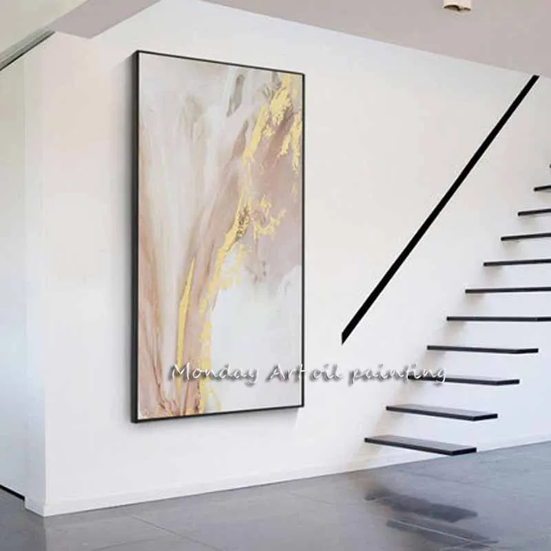 Günstig Handgemalte Moderne gold leinwand Öl Gemälde wand malerei Abstrakte gold Öl Malerei kunst bild Wohnzimmer dekoration