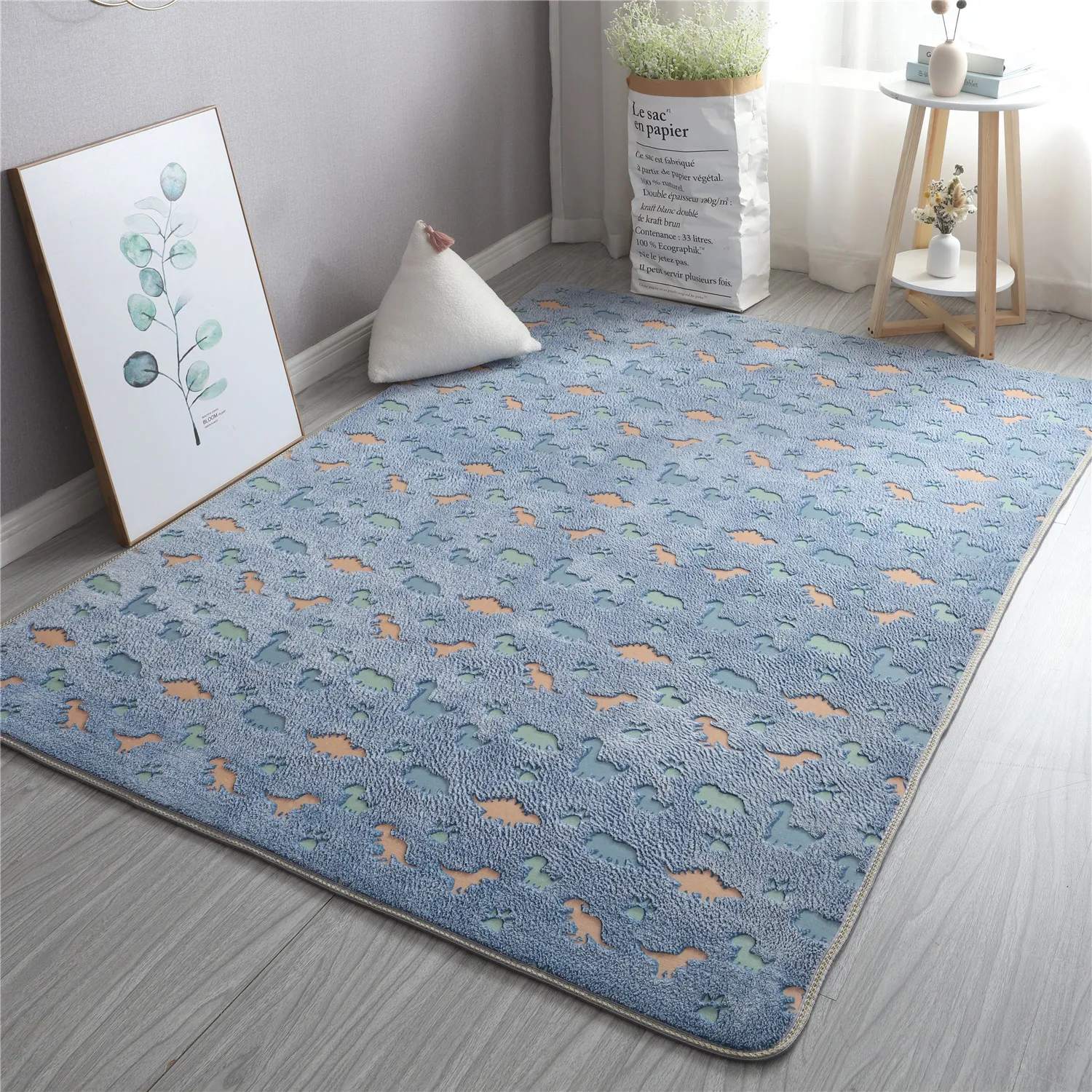 Luminous Area Rug Soft Decorative Play Mat for Kids Room Non-Slip Living Room Carpets Home Decor Carpet with Anti-Slip Bottom