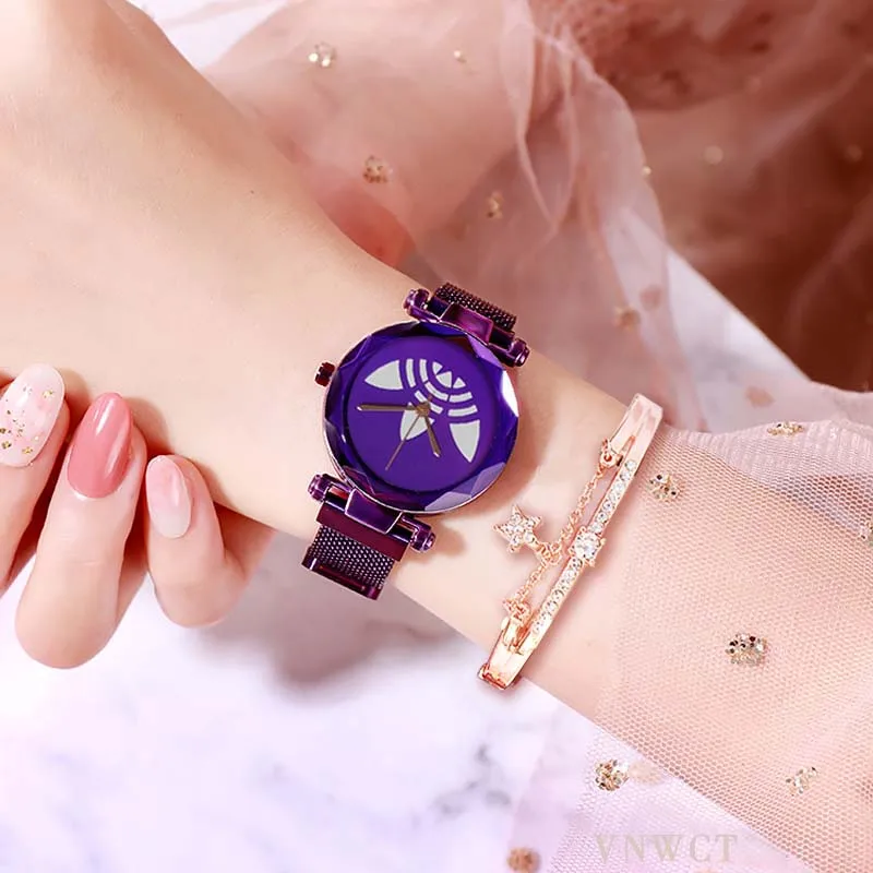 Модные кварцевые женские часы, роскошные женские часы со стразами, звездное небо, магнит, браслет, наручные часы, Relogio Feminino Montre Femme