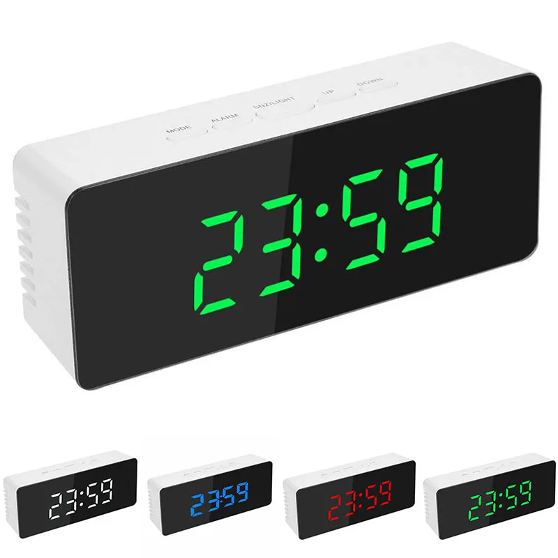 LED Alarm Clock Night Light Thermometer Digital Display With USB Charging 4Color