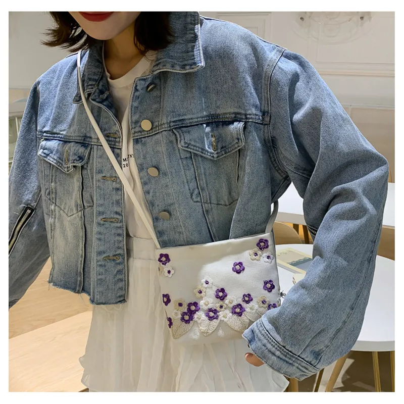 

Mori Girl Diagonal Small Bag Shoulder Messenger Bag Womens Handbag Mini Canvas Fresh Portable Change Lace Mobile Phone Bag