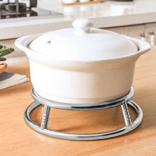 

1PCS Multi-functional Kitchen Durable Stainless Steel Insulated Pan Round Tube Pots Fry Pads Storage Rack Kitchen Helper